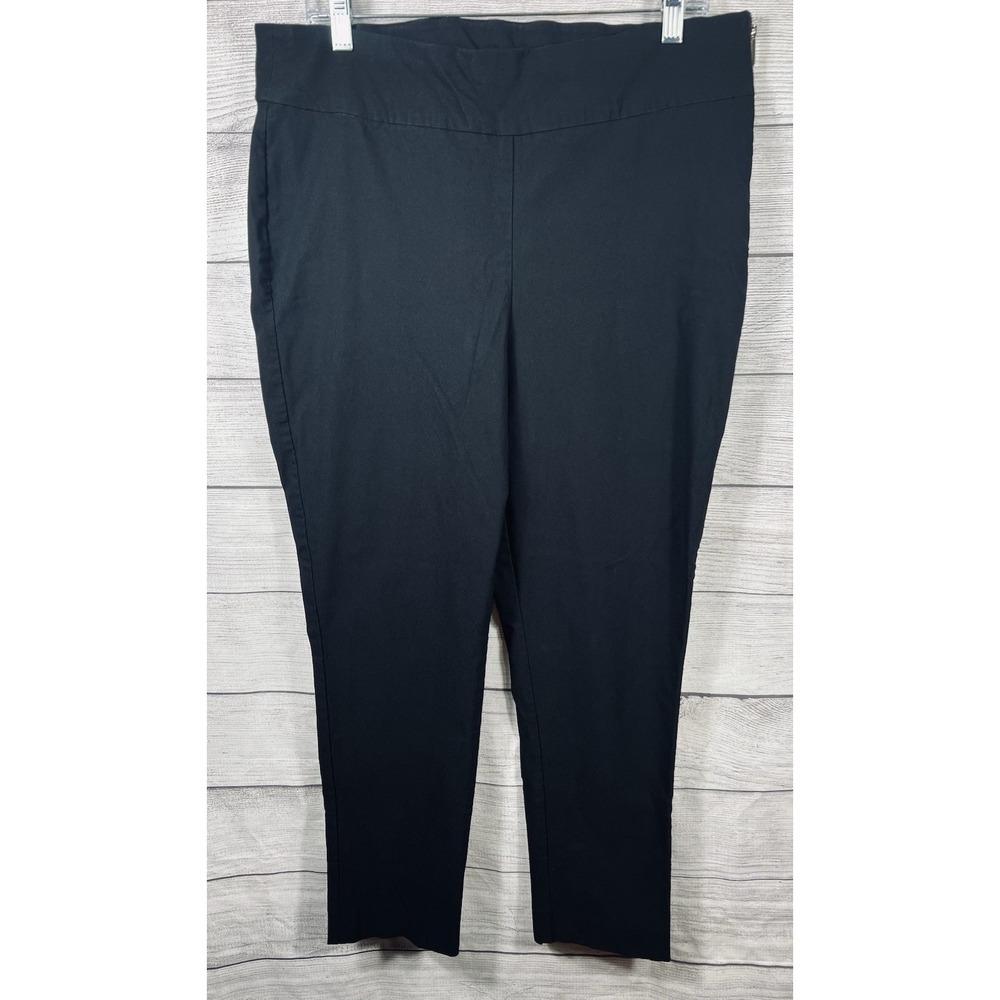 Chico's Sz 3R/16R Black High Rise Flat Front Side Zip Dress Pants Trousers